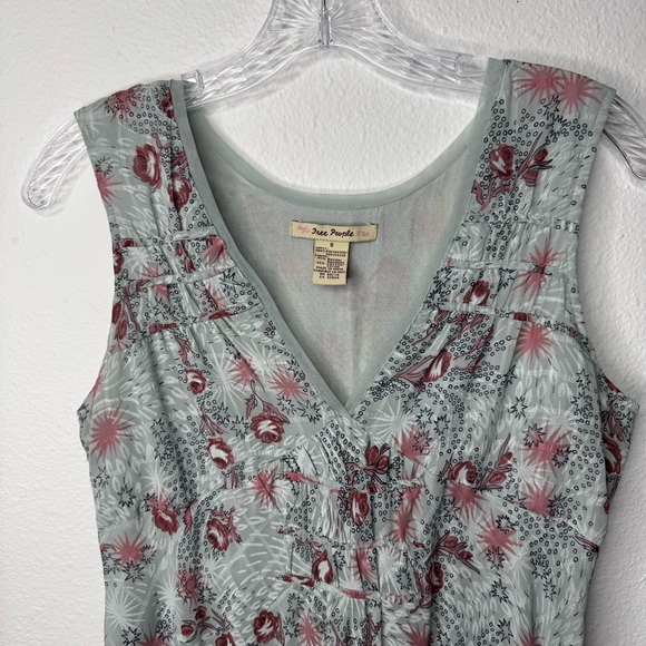 Free People Icy Blue Pink‎ Floral Vintage Y2K Tank Top Dress Womens Size 8 - Picture 2 of 7